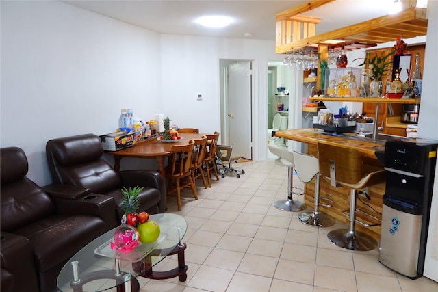 kitchen with light tile patterned floors