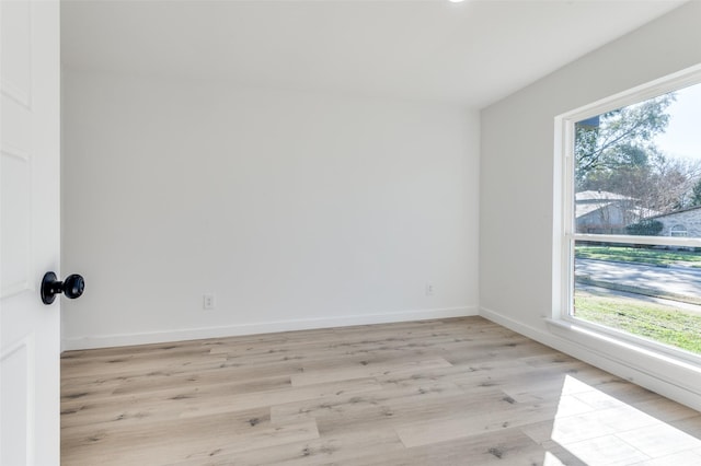 empty room with light hardwood / wood-style flooring and a wealth of natural light