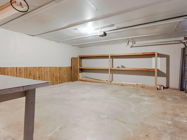 basement with wooden walls