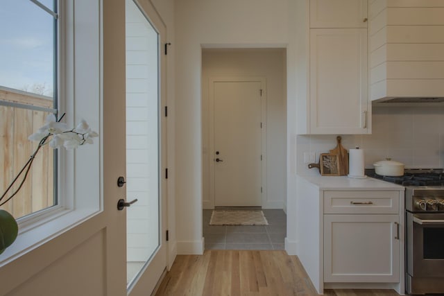 interior space with light hardwood / wood-style flooring