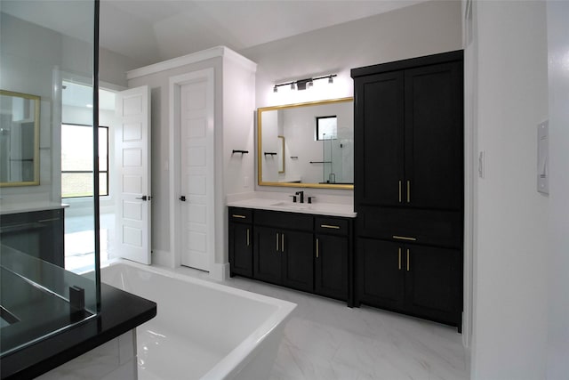 bathroom featuring a bath and vanity