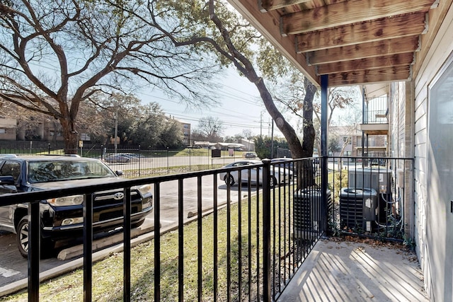 balcony with central AC unit