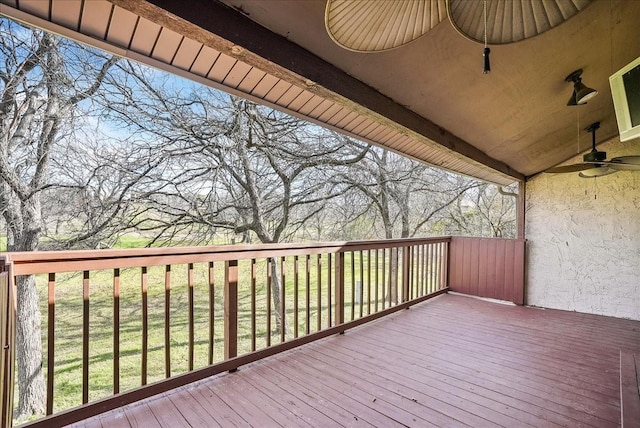 wooden terrace with ceiling fan