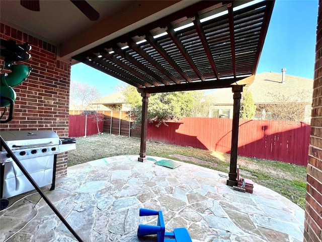 view of patio / terrace featuring a pergola and grilling area