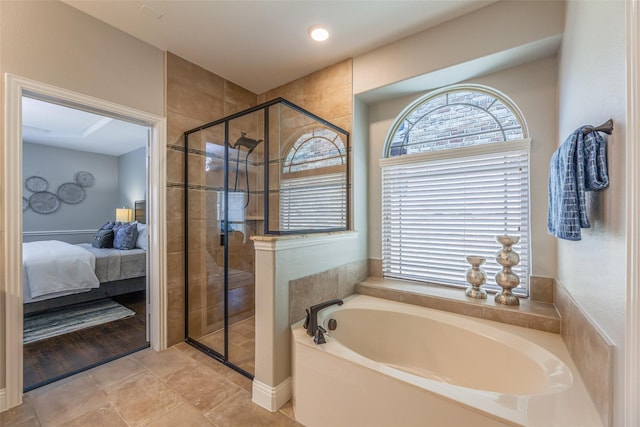 bathroom with plus walk in shower