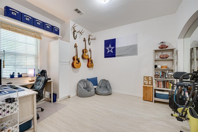 office featuring light wood-type flooring