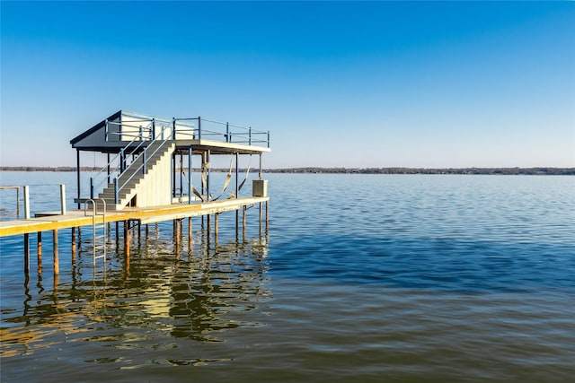 view of dock featuring a water view