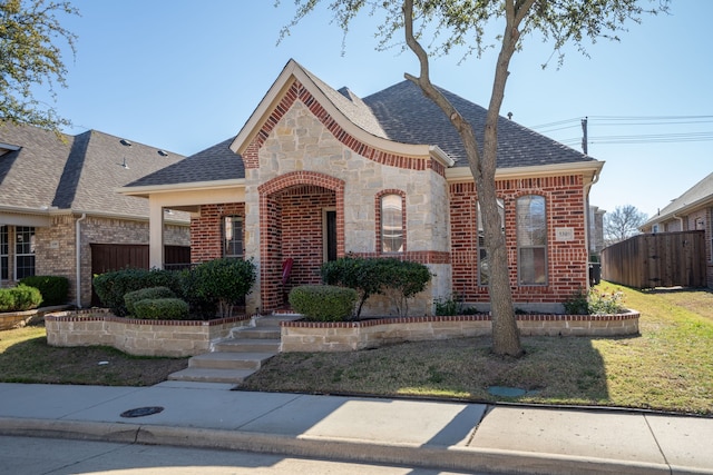 view of front of property featuring a front yard