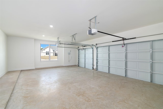 garage with a garage door opener