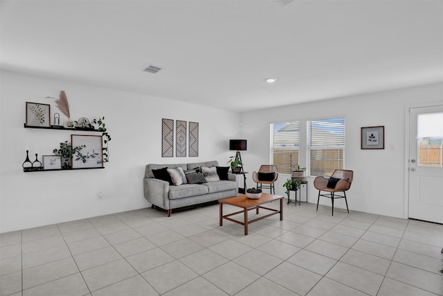 view of tiled living room