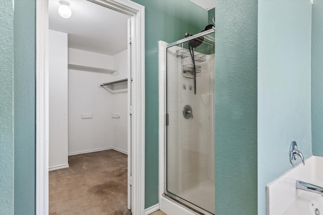 bathroom with shower with separate bathtub