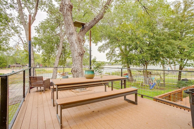 deck featuring a playground