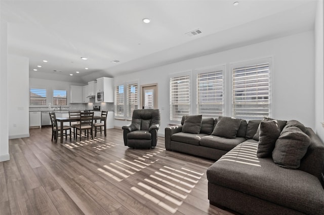 living room featuring light hardwood / wood-style floors