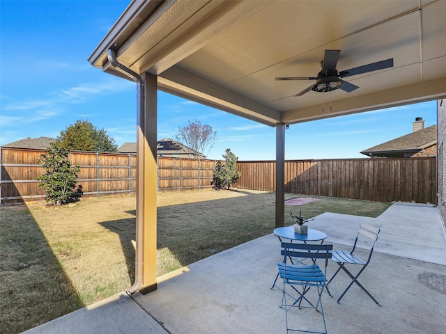 view of patio / terrace featuring ceiling fan