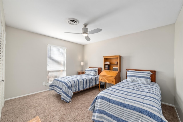 bedroom with carpet and ceiling fan