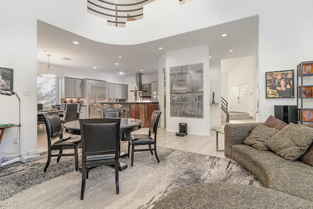 dining room with light tile patterned floors