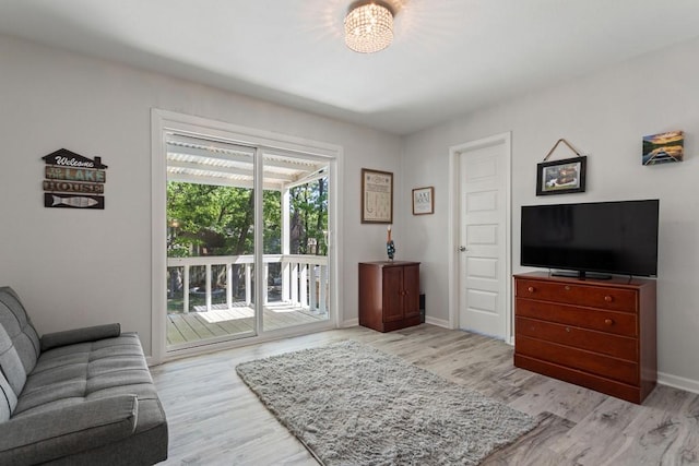 living room featuring light hardwood / wood-style flooring