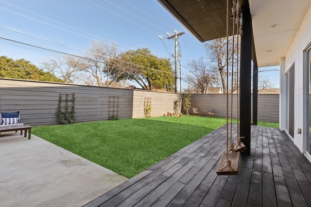 view of yard featuring a deck