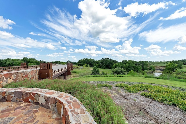 view of yard with a water view