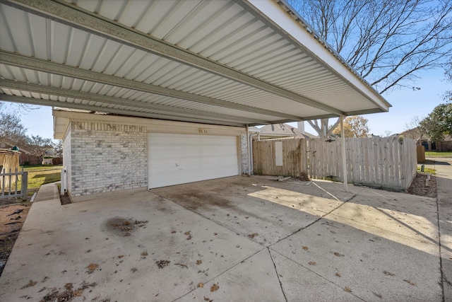 garage with a carport