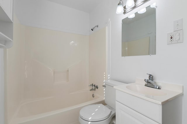 full bathroom with vanity, shower / bath combination, and toilet