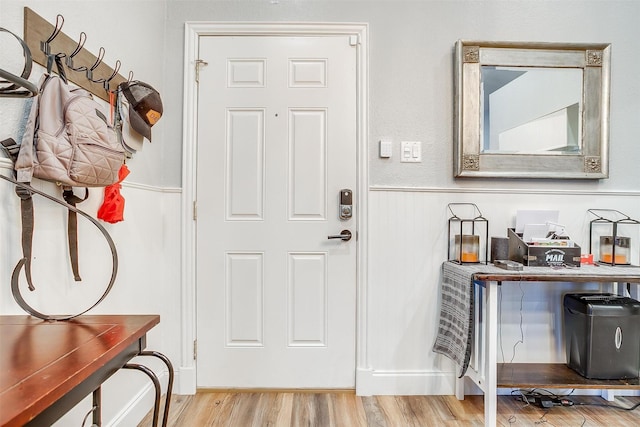 interior space with light hardwood / wood-style floors