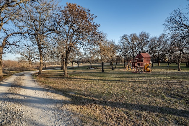 view of yard featuring a playground