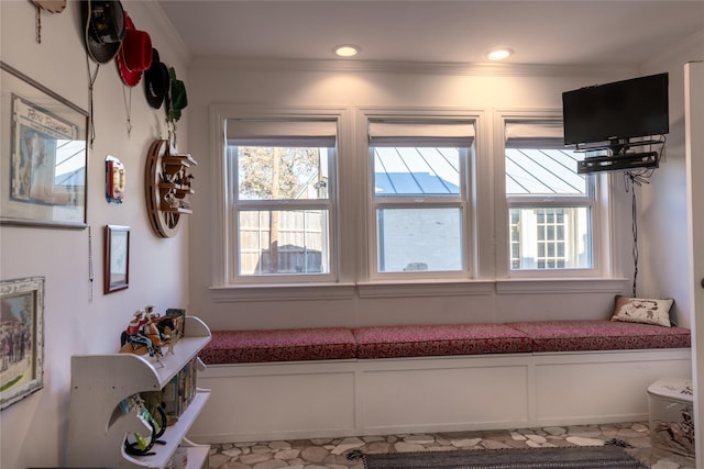 interior space with crown molding