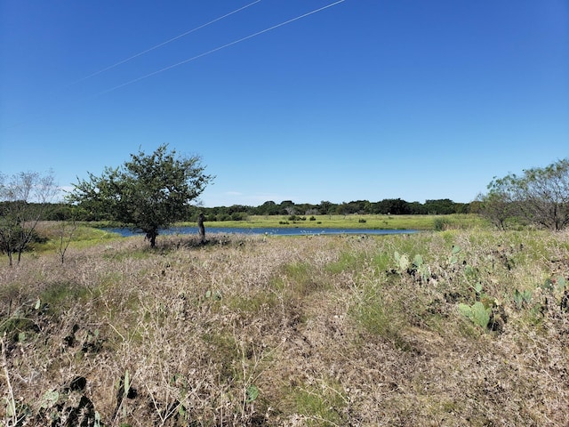 view of yard with a water view and a rural view