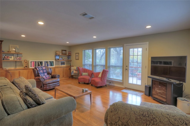 living room featuring light hardwood / wood-style flooring