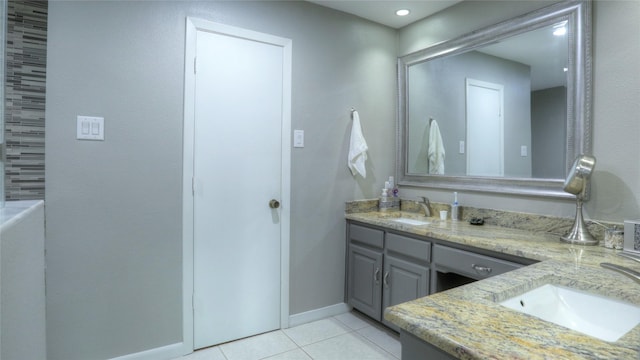 bathroom featuring tile patterned flooring and vanity