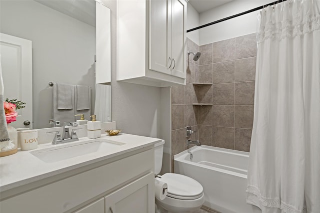 full bathroom with vanity, toilet, and shower / tub combo