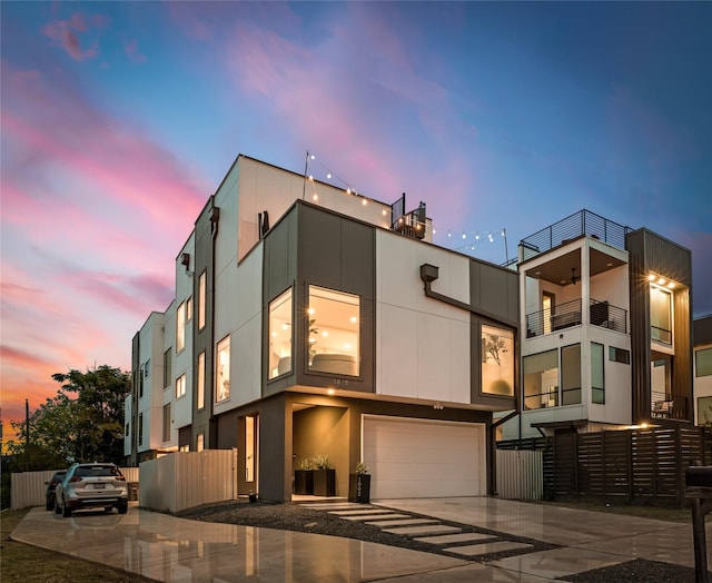 contemporary home with a garage