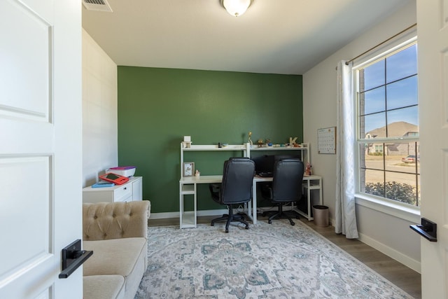 office featuring light wood-type flooring