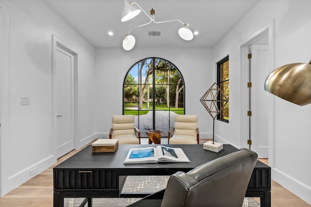 living room featuring light hardwood / wood-style flooring