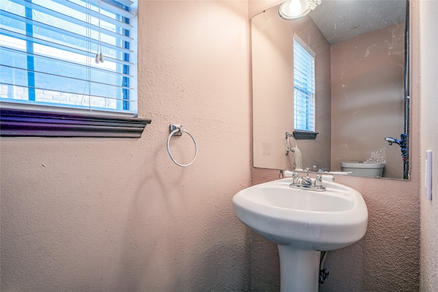 bathroom with a healthy amount of sunlight and toilet