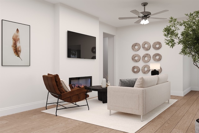 office area featuring ceiling fan and dark hardwood / wood-style floors