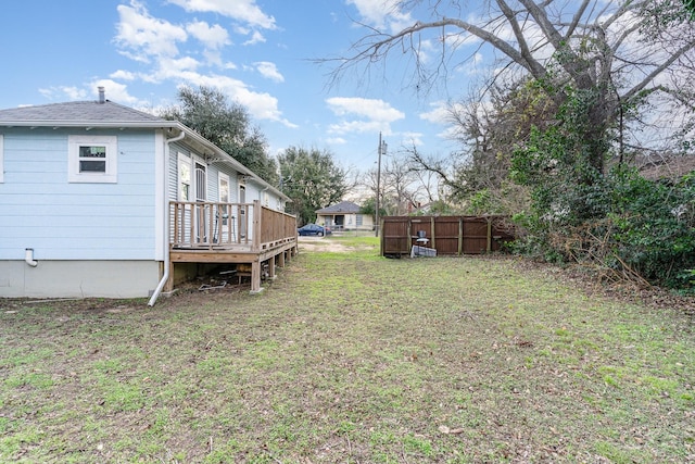 view of yard with a deck