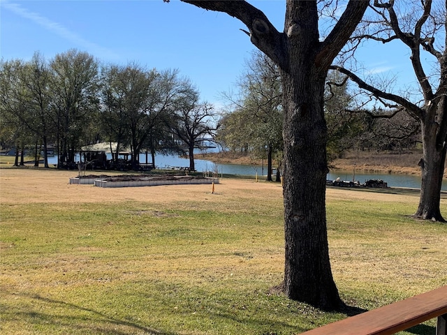 view of yard featuring a water view