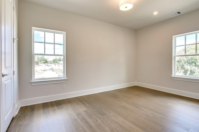 unfurnished room featuring a healthy amount of sunlight and wood-type flooring