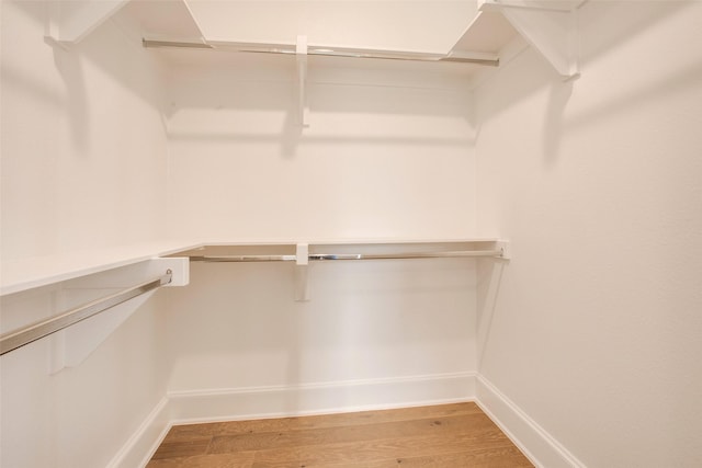 walk in closet with hardwood / wood-style flooring