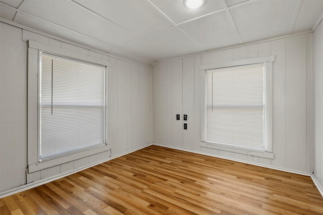 unfurnished room with light wood-type flooring