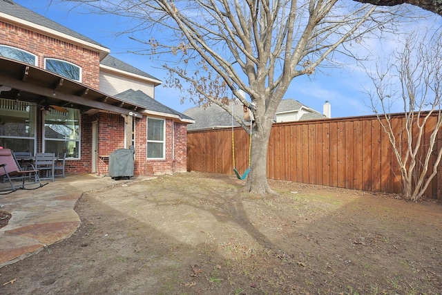 view of yard with a patio area