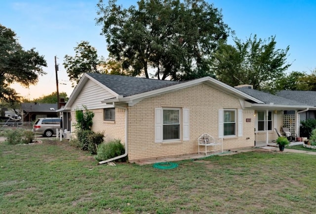 exterior space with a lawn