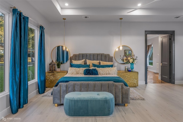 bedroom featuring light hardwood / wood-style floors