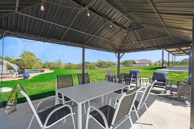 view of patio featuring a gazebo