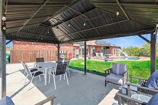 view of patio / terrace with a gazebo