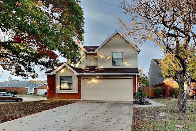 front facade with a garage