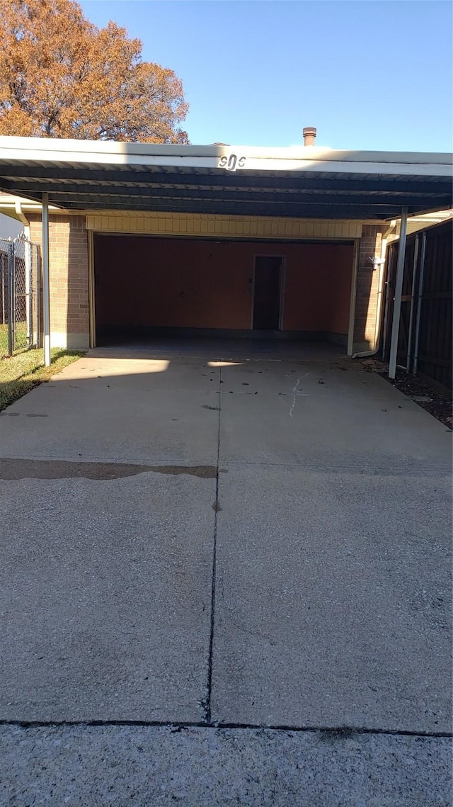 garage with a carport