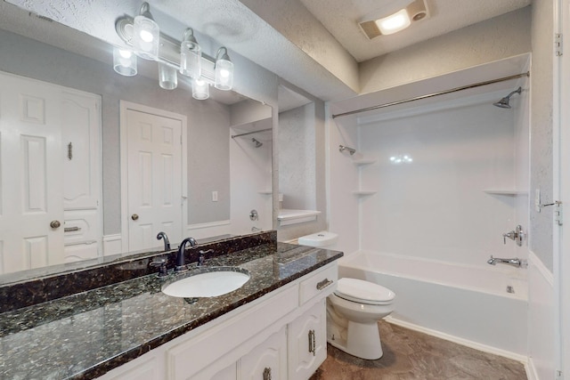 full bathroom featuring vanity, toilet, and bathtub / shower combination